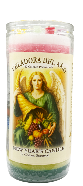 Candle New Year Angel of Abundance Scented 12 Colors Jumbo Glass