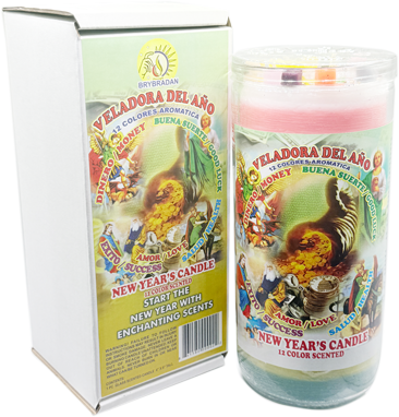 Candle New Year Scented 12 Colors Jumbo Glass