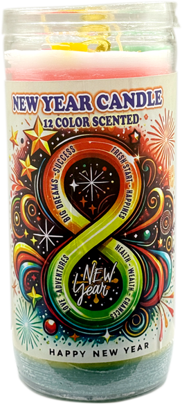 Candle New Year Infinity Scented 12 Colors Jumbo Glass