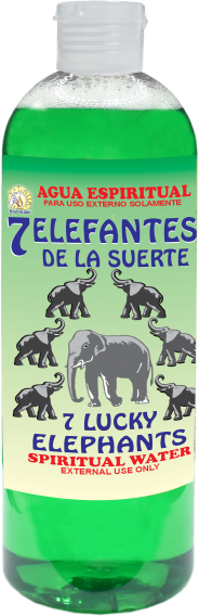 Spiritual Water 7 Lcky Elephants 16oz Agua Espiritual 7 Elefantes de la Suerte
