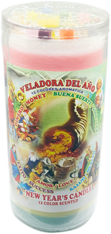 Candle New Year Scented 12 Colors Jumbo Glass
