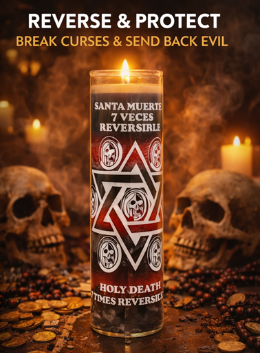 Holy Death 7 Times Reversible Screened Candle