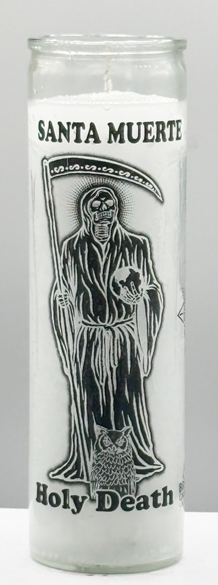 Holy Death White Screened 7-Day Candle - Santa Muerte Blanca