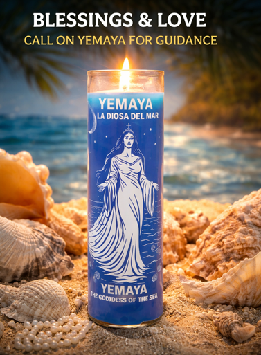 Yemoya Goddess of the Sea Screened Candle
